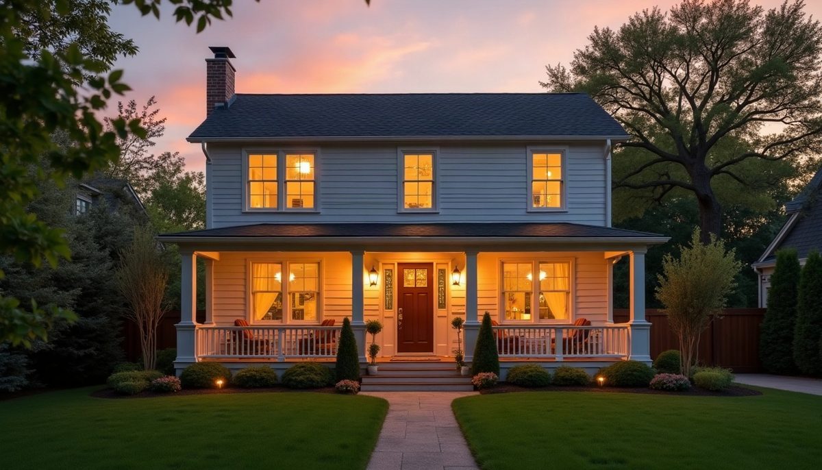 A warm family home at golden hour